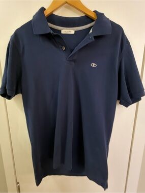 Valentino Men's Dark Navy Polo with Small Logo